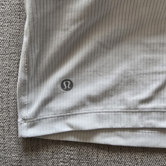 Lululemon Asymmetrical Ribbed Ivory Cropped Top Sz 8 - Picture 3 of 5